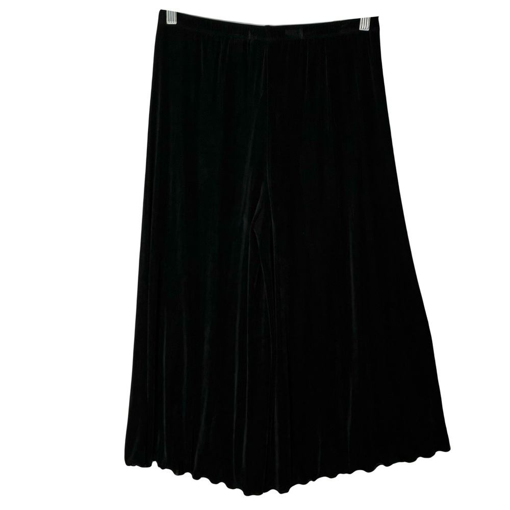 Nwot Chicos Travelers Liquid Knit Pant 1/M Wide Cropped Ruffle Hem Non Wrinkle - Picture 2 of 9